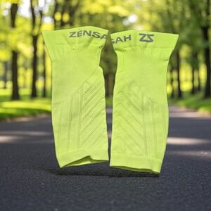 Zensah Calf Compression Sleeves S/M Neon Yellow Running Cycling USA‎ Support